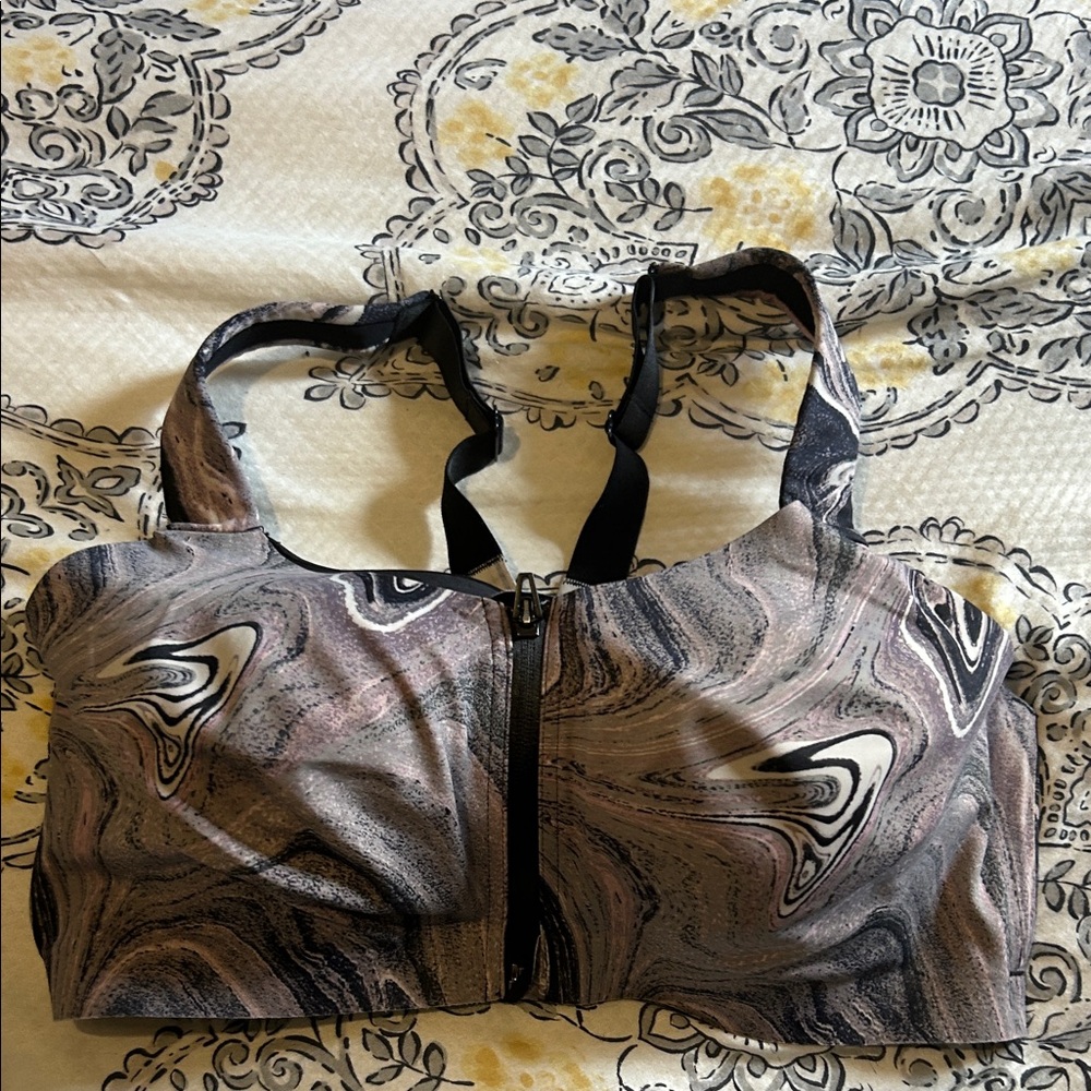 Victoria's Secret Black and Gray Marble Sports Bra